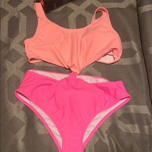 Pink Lily Two-Tone Pink One Piece Swimsuit